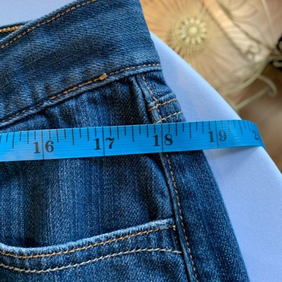 Vintage Old Navy Distressed Fringed Denim Jean Mini Skirt Size 12 LG Boho Y2K - Picture 10 of 10